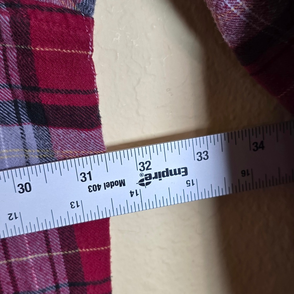 King Size Mens 5XL Red Plaid Full Zip Flannel Shirt 100% Cotton shacket - Picture 4 of 8